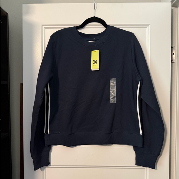 all in motion Tops - NWT All in Motion Navy Blue Crewneck with Side Stripes